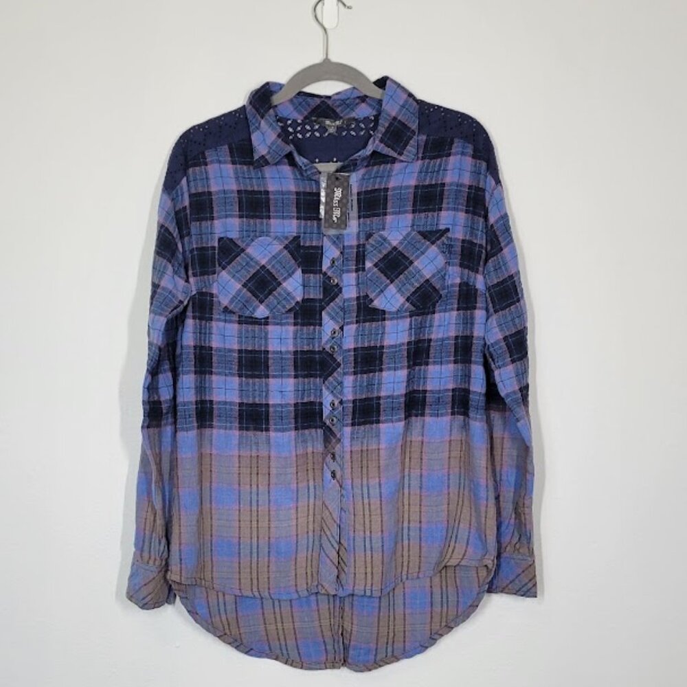 MISS ME plaid washed button down shirt Sz S NEW - Picture 9 of 12